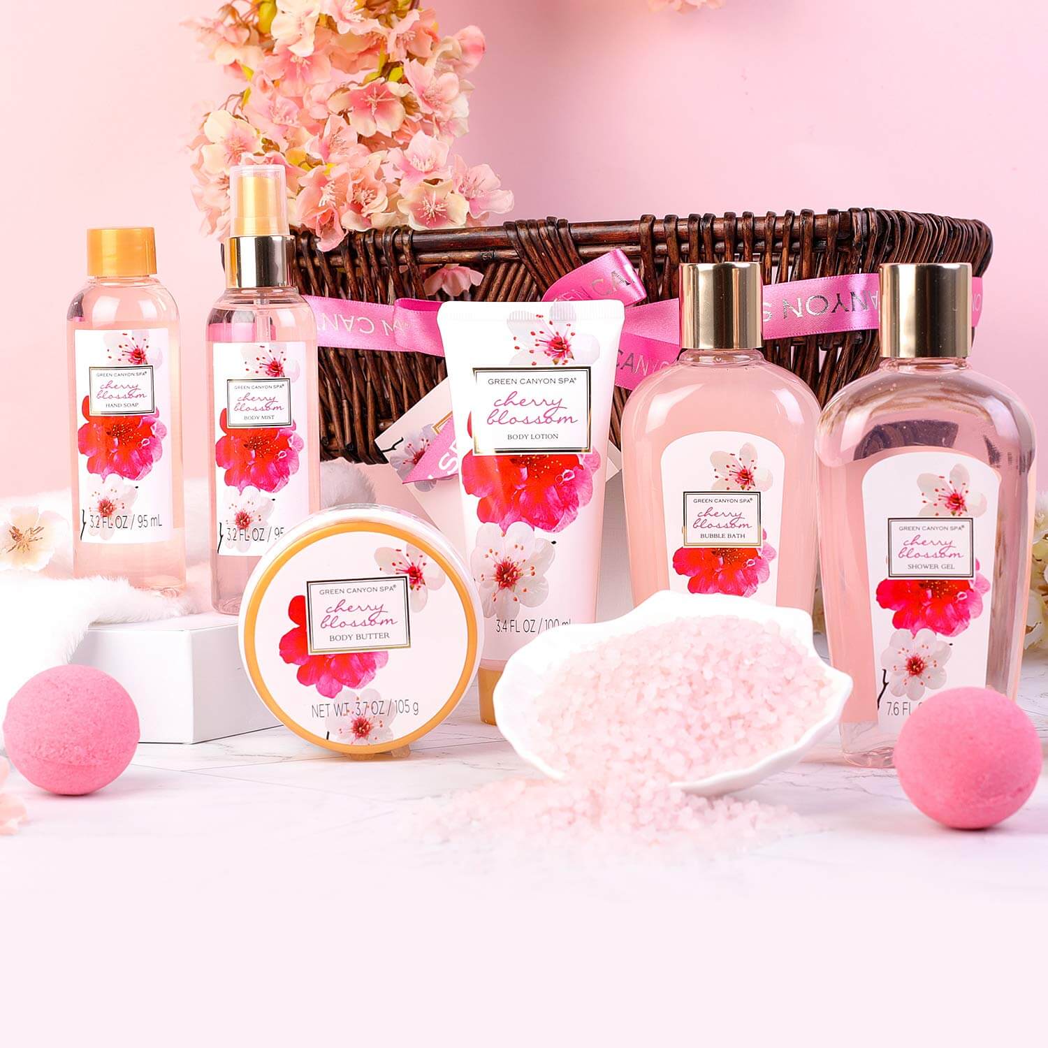 10pc Women Cherry Blossom Bath Set