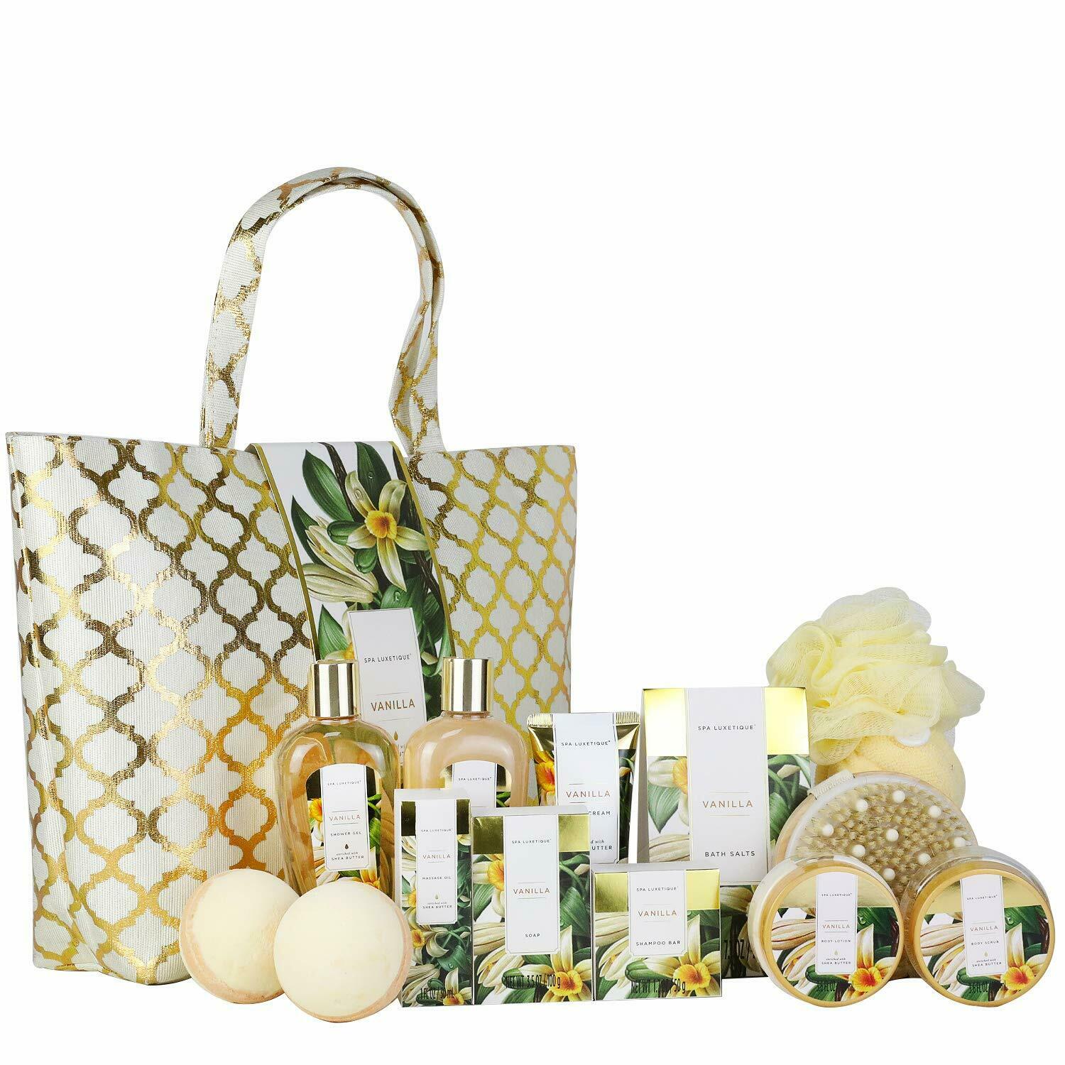 15pc Vanilla Fragrance Spa Set in Weaved Basket